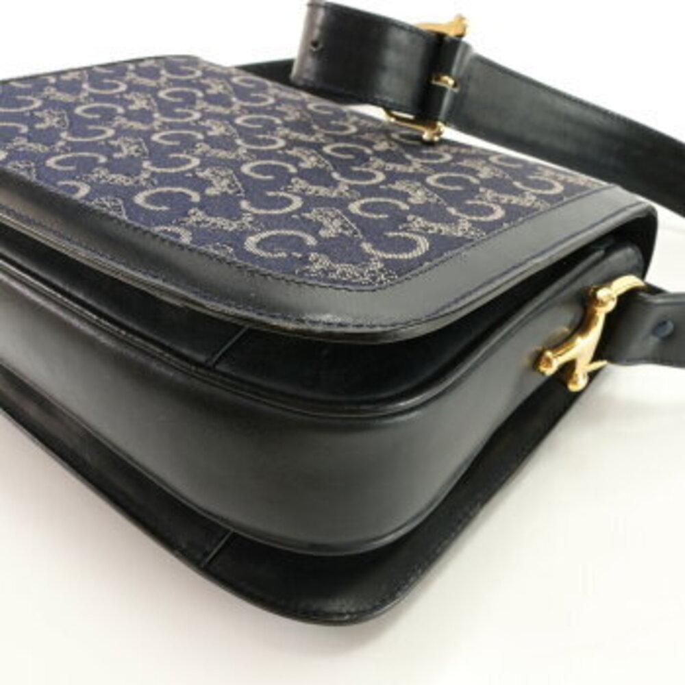 Celine Navy bag hardware shoulder Blue carriage MHM Sulky leather - Picture 11 of 14